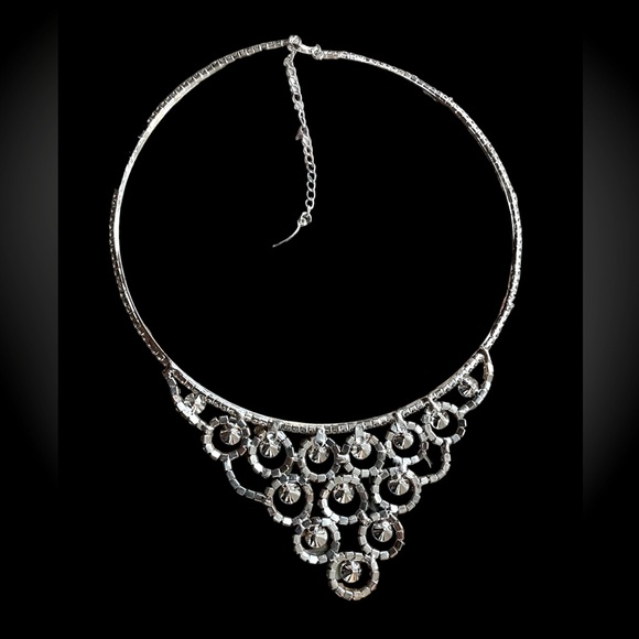 Signed Natasha Couture Crystal Choker Bridal Necklace - Picture 2 of 4